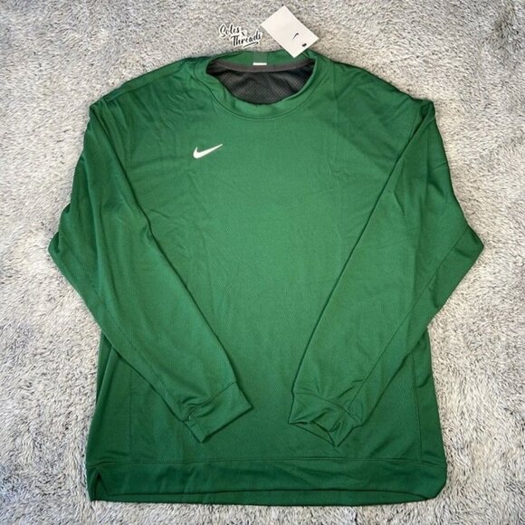 Nike Team Dri-Fit Basketball Long Sleeve Mesh Shirt Size Large Men Dark Green - Picture 1 of 5